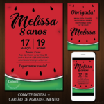 Convite Digital Frutas: Melancia + Brinde