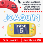 Convite digital de videogame com mini game para festa gamer